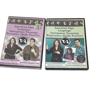 ASL American Sign Language Interpreter Training Receptive Expressive 2 DVDs Deaf